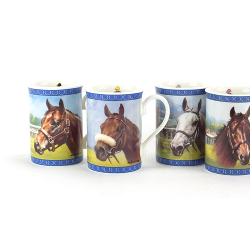 121 - Danbury Mint set of six racing legend cups including Red Rum, Desert Orchid and Arkle