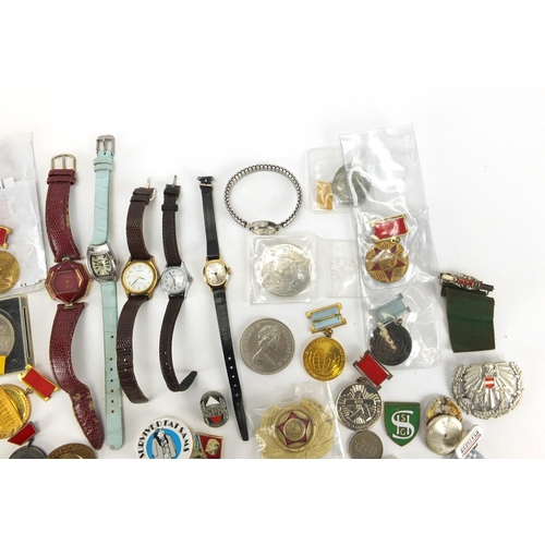 256 - Objects including Russian military interest medals, commemorative crowns and wristwatches