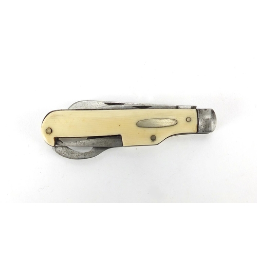 409 - Joseph Rodgers ivory flanked multi tool folding pocket knife