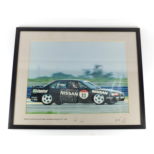 47 - Keith O'Dor - Signed racing car print, mounted and framed, 49cm x 39cm
