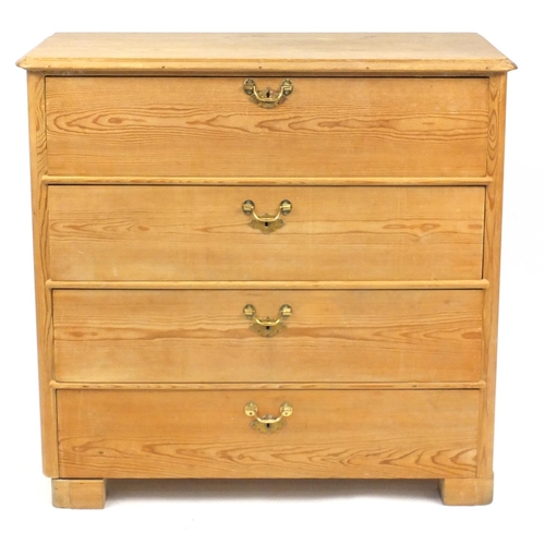 36 - Pine secretaire four drawer chest, 105cm H x 108cm W x 51cm D