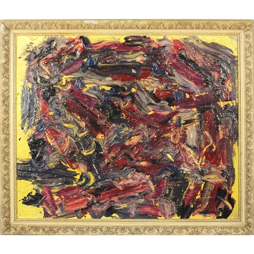 101 - Abstract composition, Spanish school impasto oil on board, bearing a signature Bott verso, framed, 6... 
