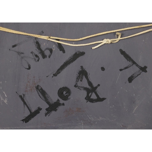 101 - Abstract composition, Spanish school impasto oil on board, bearing a signature Bott verso, framed, 6... 