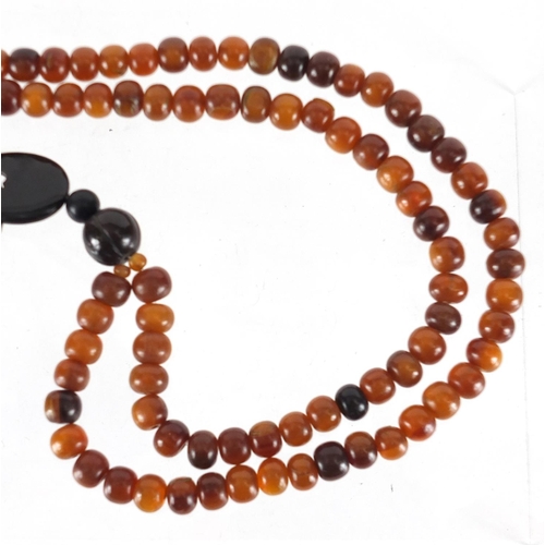 251 - Horn bead necklace, 72cm in length, approximate weight 97.0g