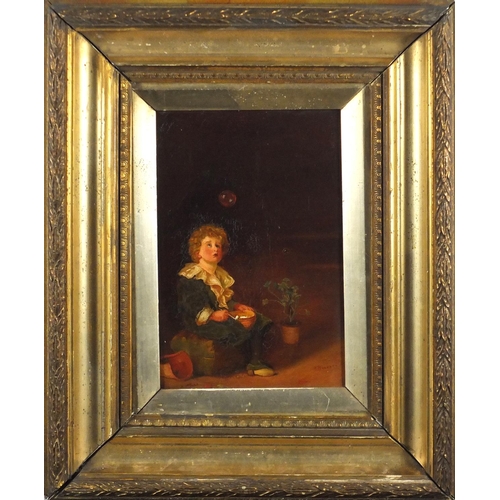 140 - After John Everett Millais - Bubbles by G Barnett, early 20th century oil on canvas, framed, 22cm x ... 