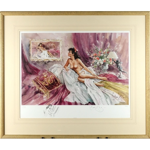 48 - Gordon King - Nude female in an interior, pencil signed print with pencil sketch, limited edition 89... 