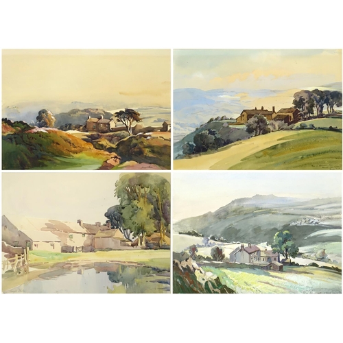 70 - Joseph Foster - Landscape views, set of four watercolours, each mounted and framed, 36cm x 26cm