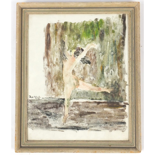 165 - Dodi Melville - Watercolour, nude ballerina, framed, 42cm x 33cm