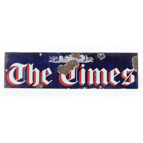 2070 - Vintage The Times enamel advertising sign, 47cm x 13cm
