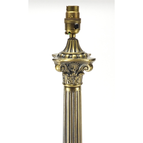 2064 - Bronzed Corinthian column table lamp, 59cm high
