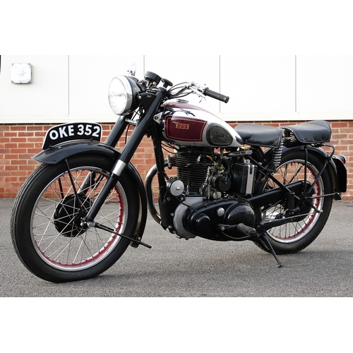 73 - 1951 BSA B33 500cc motorbike, 41097 recorded miles, registration OKE 352, three recorded previous ow... 