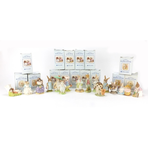 2115 - Fifteen Royal Albert Beatrix Potter figures, all with boxes including Ribby and The Patty Pan and Hu... 