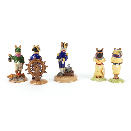 2098 - Five Royal Doulton Bunnykins figures with boxes including The Shipmates Collection Captain DB319, th... 