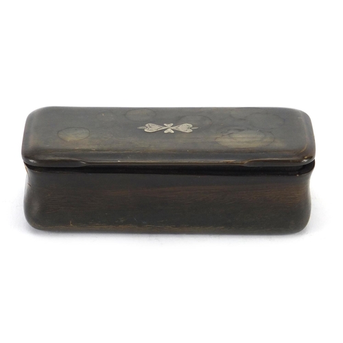388 - 19th century rectangular horn snuff box, 10.5cm wide