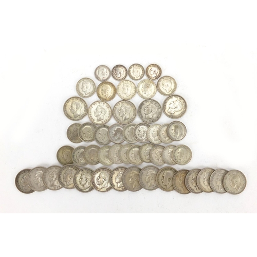 2221 - British pre 1947 coinage including shillings, approximate weight 180.0g
