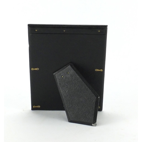 2074 - Asprey tooled leather easel photo frame, 22.5cm x 17.5cm