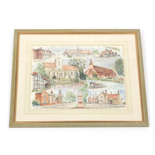 138 - Etchingham buildings, watercolour on paper, bearing an indistinct signature - 94, mounted and framed... 