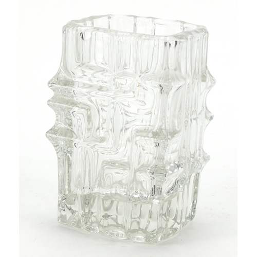 145 - Czechoslovakian clear glass vase, 14cm high