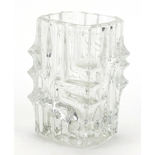 145 - Czechoslovakian clear glass vase, 14cm high