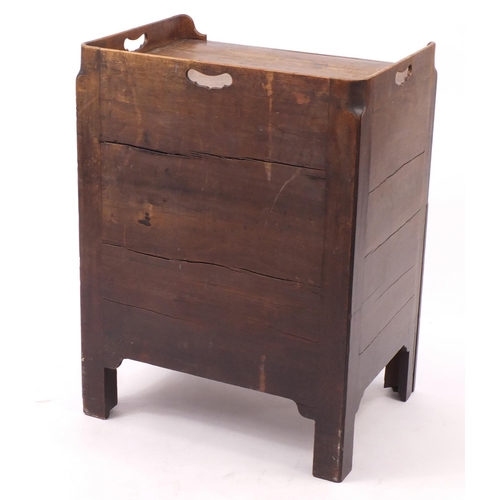 2 - Georgian mahogany pot cupboard with base drawer and galleried top, 82cm H x 61cm W x 46cm D