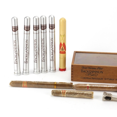 419 - Group of Backgammon Corona cigars and other smoking objects