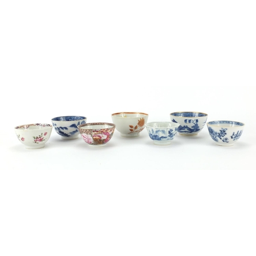 115 - Seven 18th century Chinese porcelain tea bowls, the largest 8.5cm in diameter