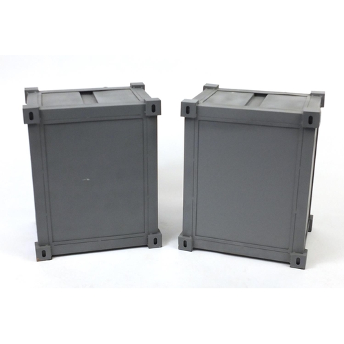 2004 - Pair of metal industrial design bedside chests, 56cm H x 46cm W x 35.5cm D