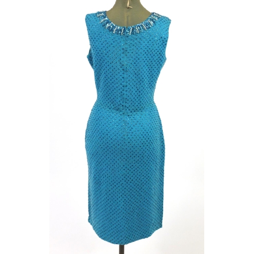 2182 - 1960's blue beaded dress