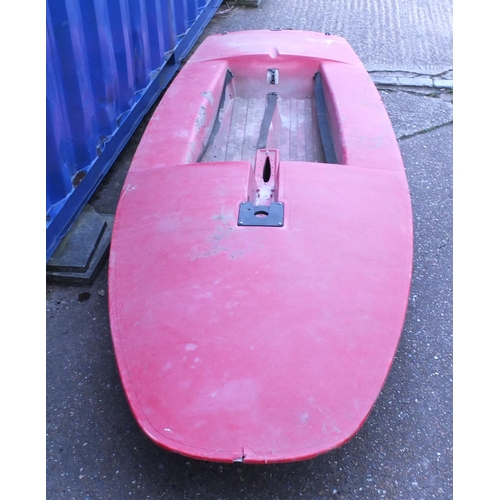 50 - Fibre glass topper sail boat, serial number 29761, approximately 340cm in length