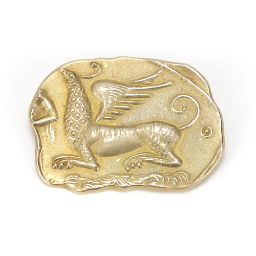 220 - 800 grade silver gilt brooch of a phoenix, 4.5cm wide, approximate weight 11.0g