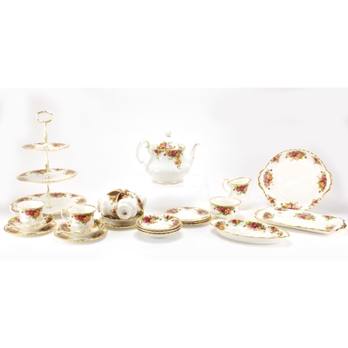 2051 - Royal Albert Old Country Rose's teaware including a six place tea service including a three tier cak... 