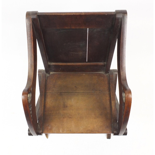 2016 - 19th century Gothic style carved oak Glastonbury chair, 92cm high