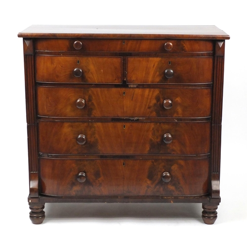 1 - Scottish Victorian mahogany six drawer chest, 116cm H x 117cm W x 54cm D