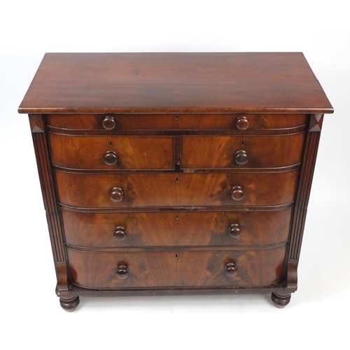 1 - Scottish Victorian mahogany six drawer chest, 116cm H x 117cm W x 54cm D