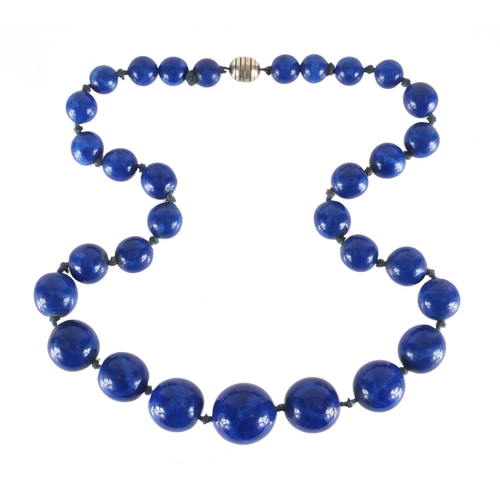 2370 - Lapis Lazuli bead necklace, 44cm in length, approximate weight 108.5g