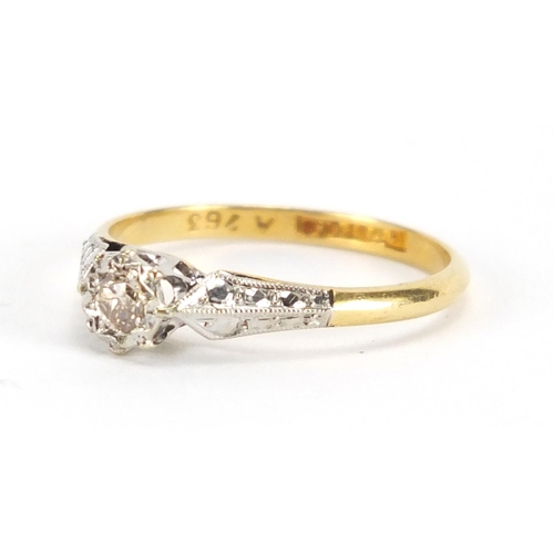 2294 - 18ct gold diamond solitaire ring, size O, approximate weight 2.0g