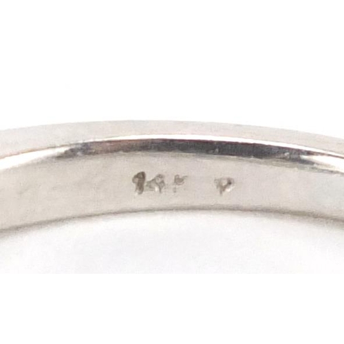 2298 - 14ct white gold, white and black diamond half eternity ring, size M, approximate weight 1.9g