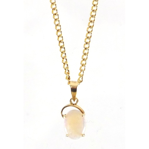 2347 - 14ct gold opal pendant on a gold coloured metal necklace, housed in an opal Field Gems Australia box