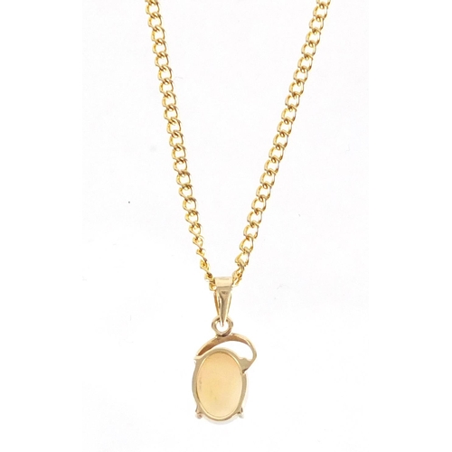 2347 - 14ct gold opal pendant on a gold coloured metal necklace, housed in an opal Field Gems Australia box