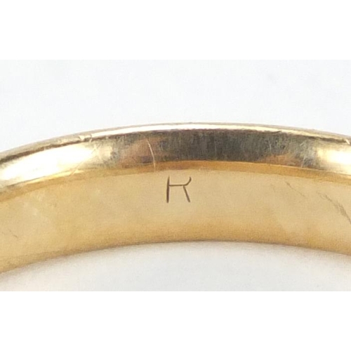 2281 - Unmarked gold wedding band, size S, approximate weight 4.0g