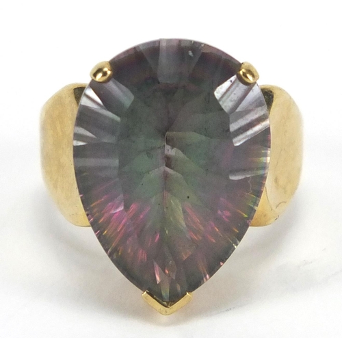 2284 - 9ct gold rainbow quartz ring, size N, approximate weight 8.3g