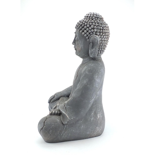 2019 - Large stone effect figure of seated Buddha, 54cm high
