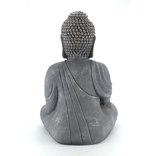 2019 - Large stone effect figure of seated Buddha, 54cm high