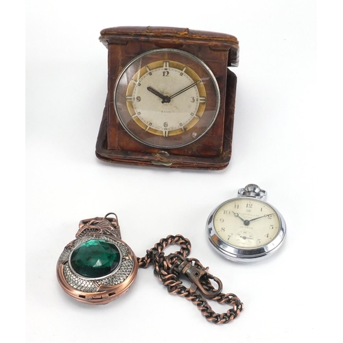 2371 - Watches including a vintage crocodile skin eight day travel clock, Bulova Accutron wristwatch and an... 