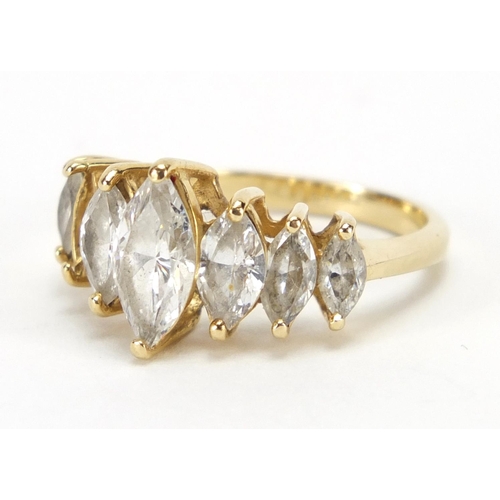 2342 - 14ct gold clear stone dress ring, size M, approximate weight 4.4g