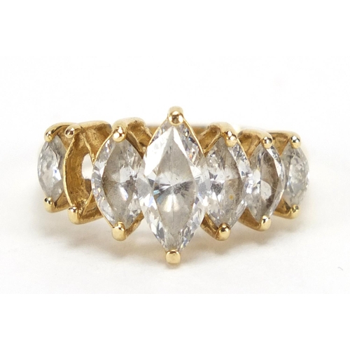 2342 - 14ct gold clear stone dress ring, size M, approximate weight 4.4g