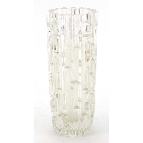 66 - Czechoslovakian clear glass vase, 25cm high