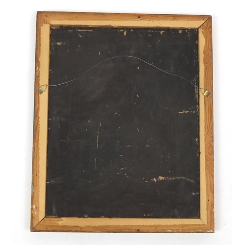 435 - Path through woodland, oil on board, bearing a signature J. Vanliett, framed, 45cm x 35cm