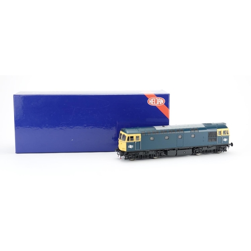2147 - Heljan O gauge locomotive with box, 33911 BR blue with full yellow ends