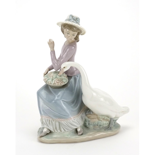 2044 - Lladro figurine of a girl and swan, 25cm high